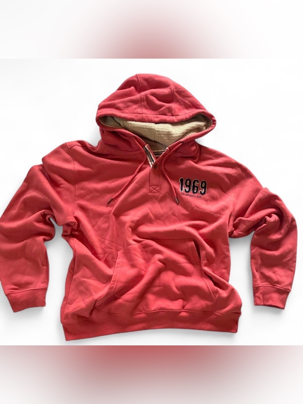 Quicksilver Men’s Coral Hooded Pullover Sweatshirt with 1969 Detail Size XL